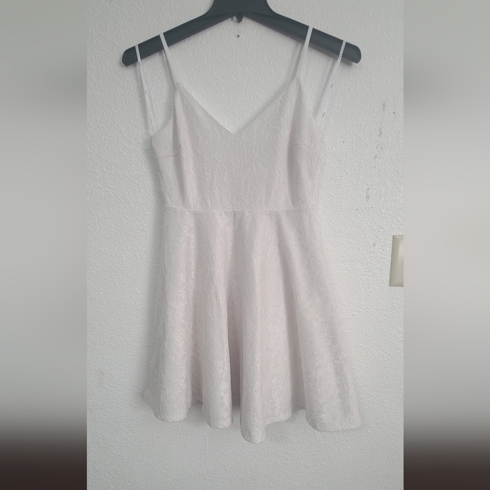 Lulu's White Lace Spaghetti-Strap Fit-and-Flare Dress - Picture 1 of 9